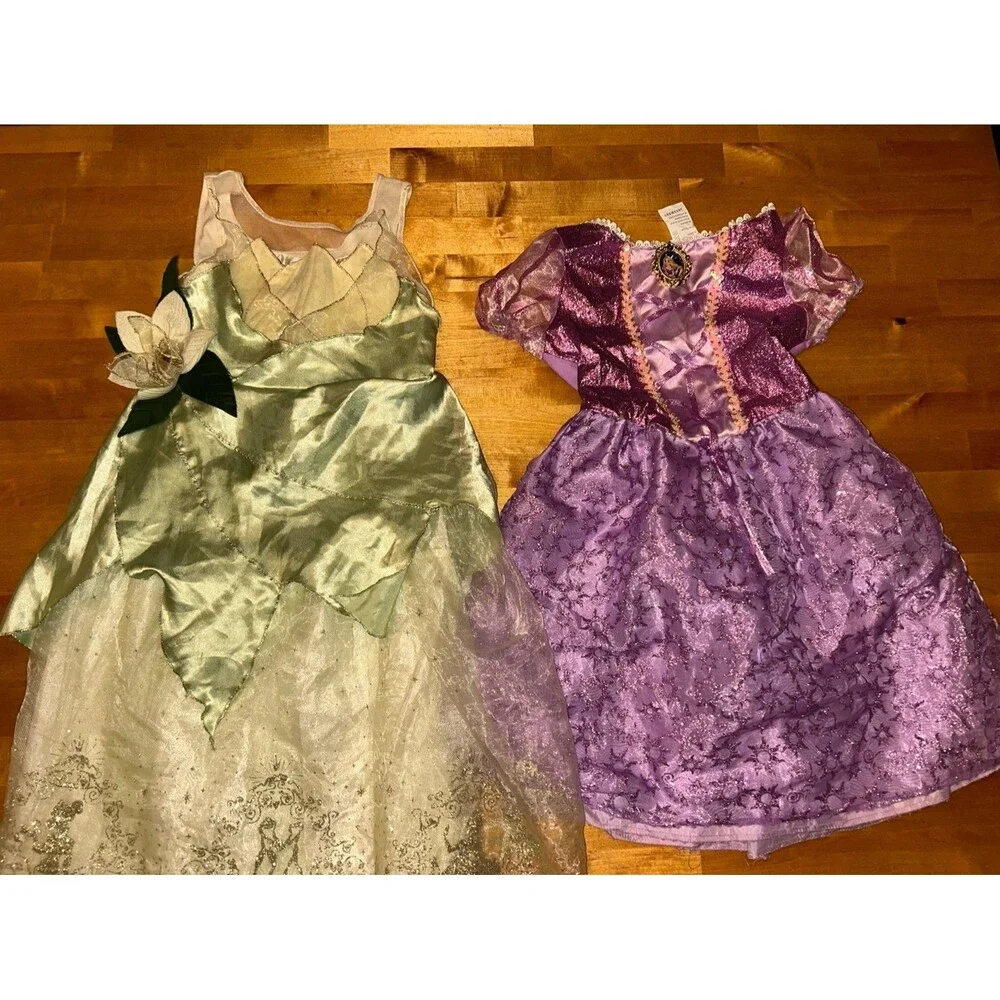 Girls Disney Brand Tiana and Rapunzel Costumes Sizes 4-6